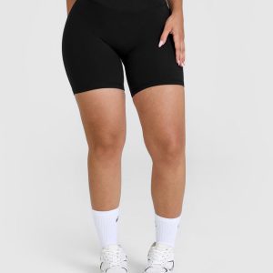 Unified Wrap Shorts White Logo 6" Black