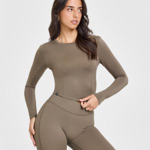 Mellow™ Soft Mid Long Sleeve Top Moss Brown