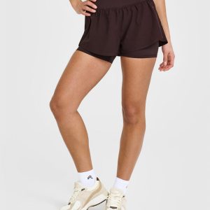 Unified Double Layer Shorts 5" Plum Brown