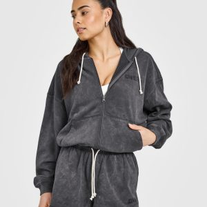 Raw Lounge Oversized Zip Hoodie Coal