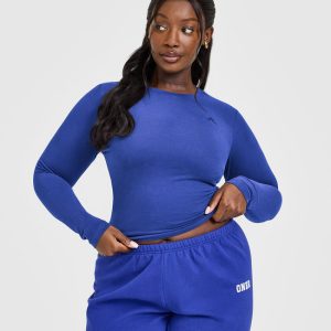 Cotton Icon Long Sleeve Top Space Blue