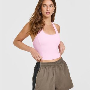 Mellow™ Rib Square Neck Mid Vest with Built in Bra Shelf Chalk Pink