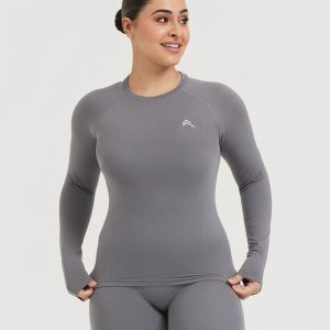 Go To Seamless Fitted Long Sleeve Top Ash Grey